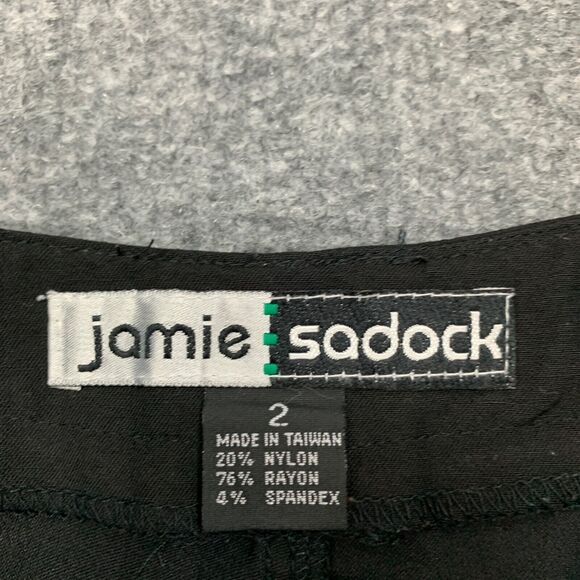 Vintage Jamie Sadock Pants Womens 2 Black Straight Ankle Zip Pockets Golf Chino - Picture 5 of 12